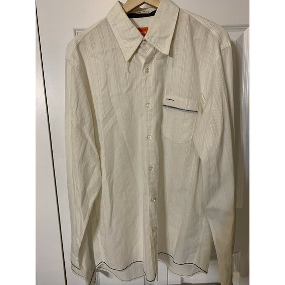 HUGO BOSS Men's Sz XL Button Up Shirt Long Sleeve Orange Label Solid White - Picture 3 of 9